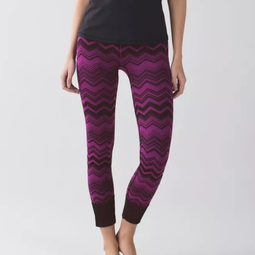 Lululemon Ebb To Street Pant Legging Heathered Regal Plum Chevron Womens Size 6